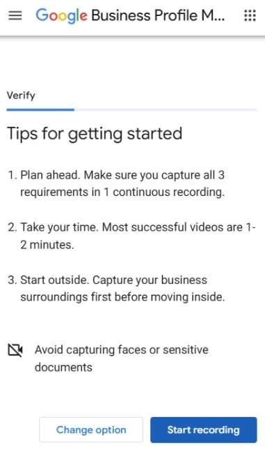 Saveti za uspešno snimanje video verifikacije Google Business Profile