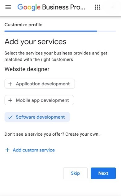 Dodavanje usluga u Google Business Profile