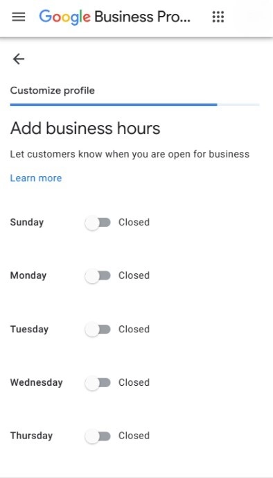 Unos radnog vremena u Google Business Profile