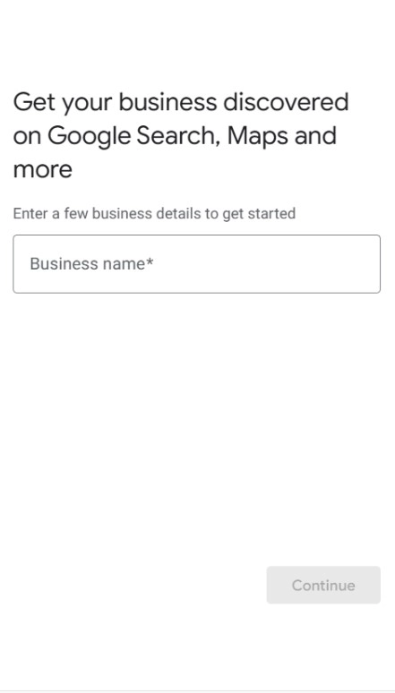 Unos naziva firme u Google Business Profile