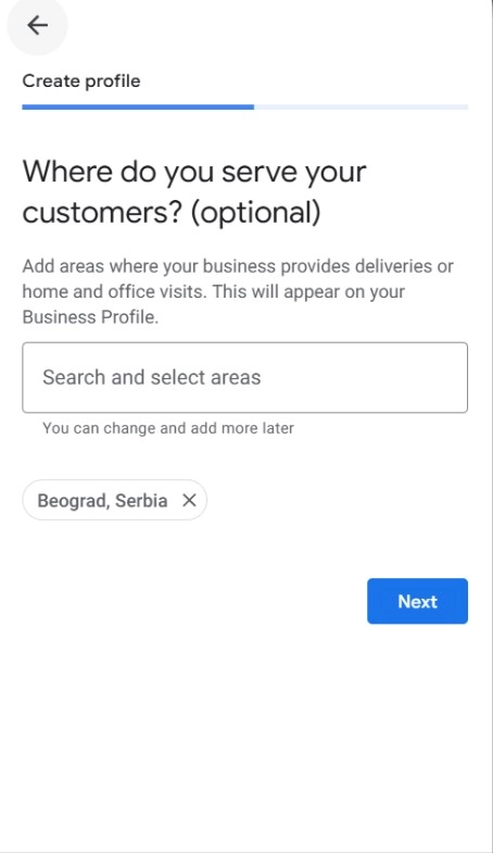 Definisanje zona opsluživanja u Google Business Profile