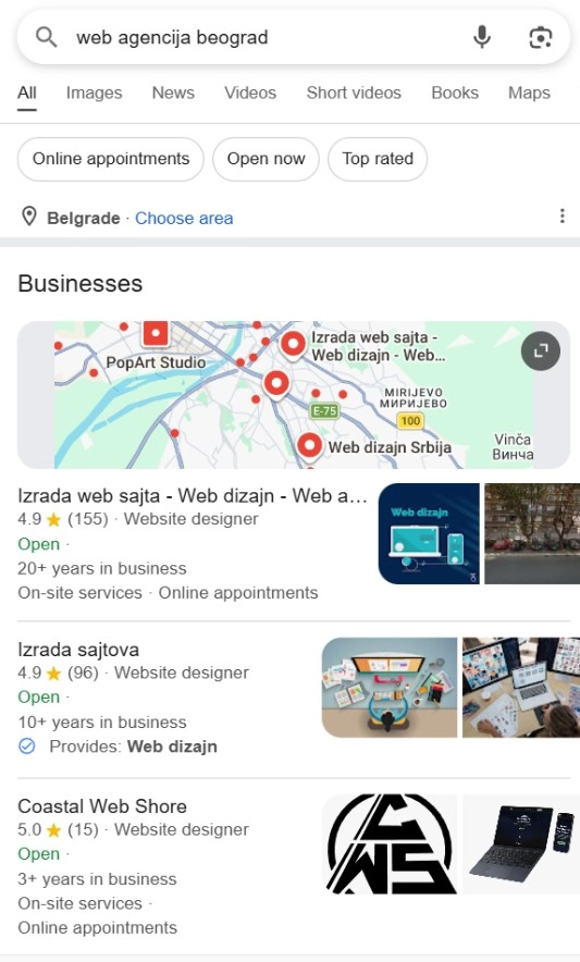 Google Business Profile prikaz firme na Google mapama i u rezultatima pretrage