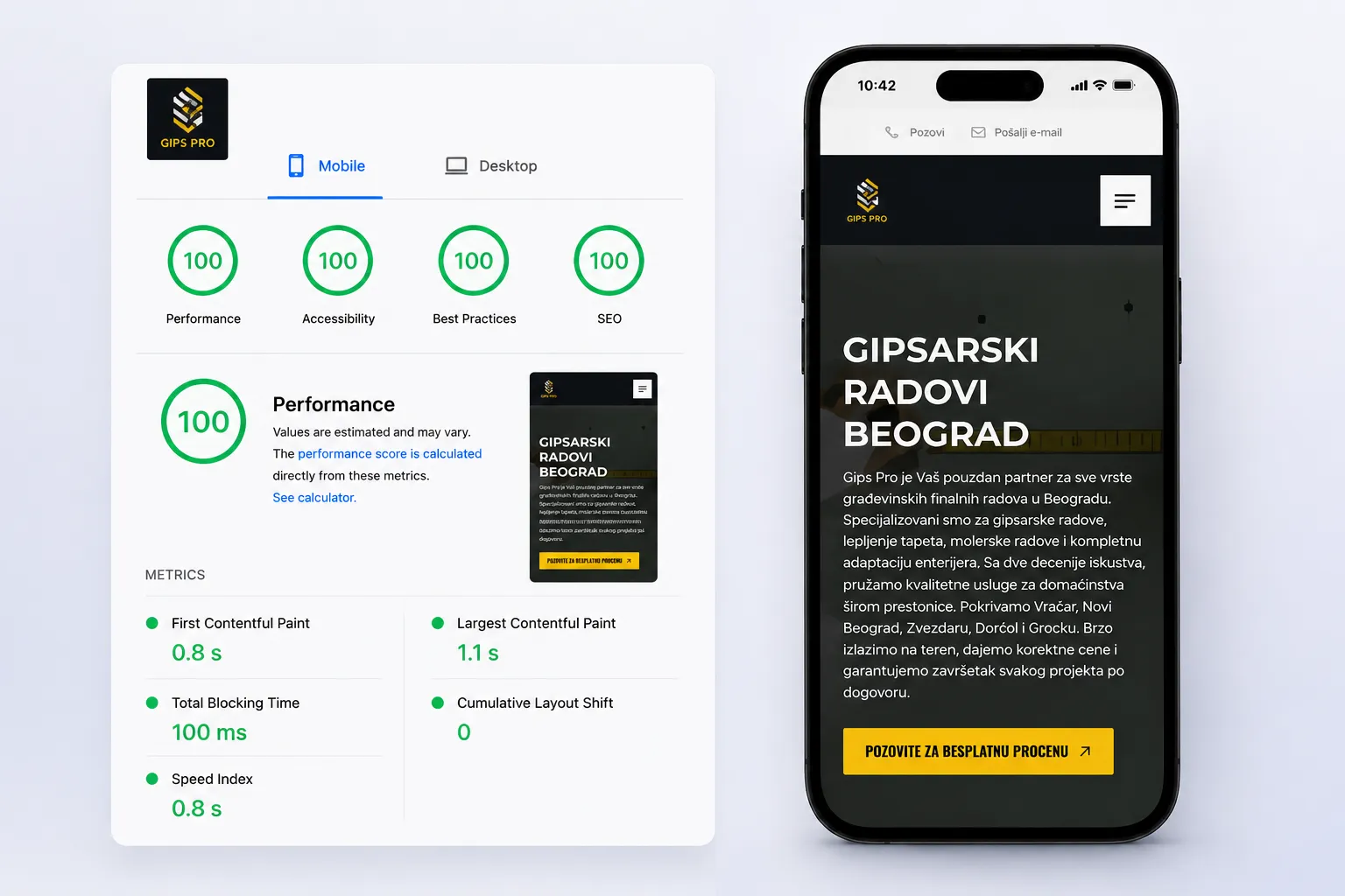 Profesionalan sajt za lokalnu firmu za gipsane radove