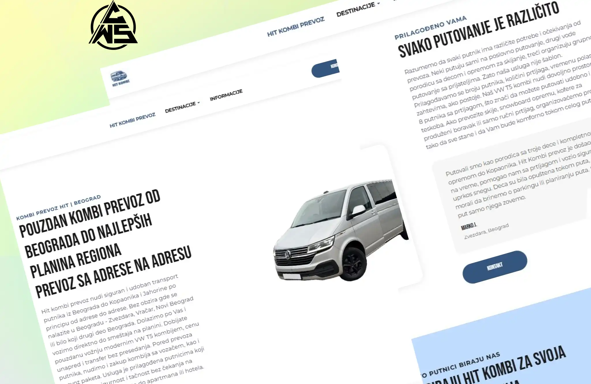 custom website for Hit Van Shuttle Service